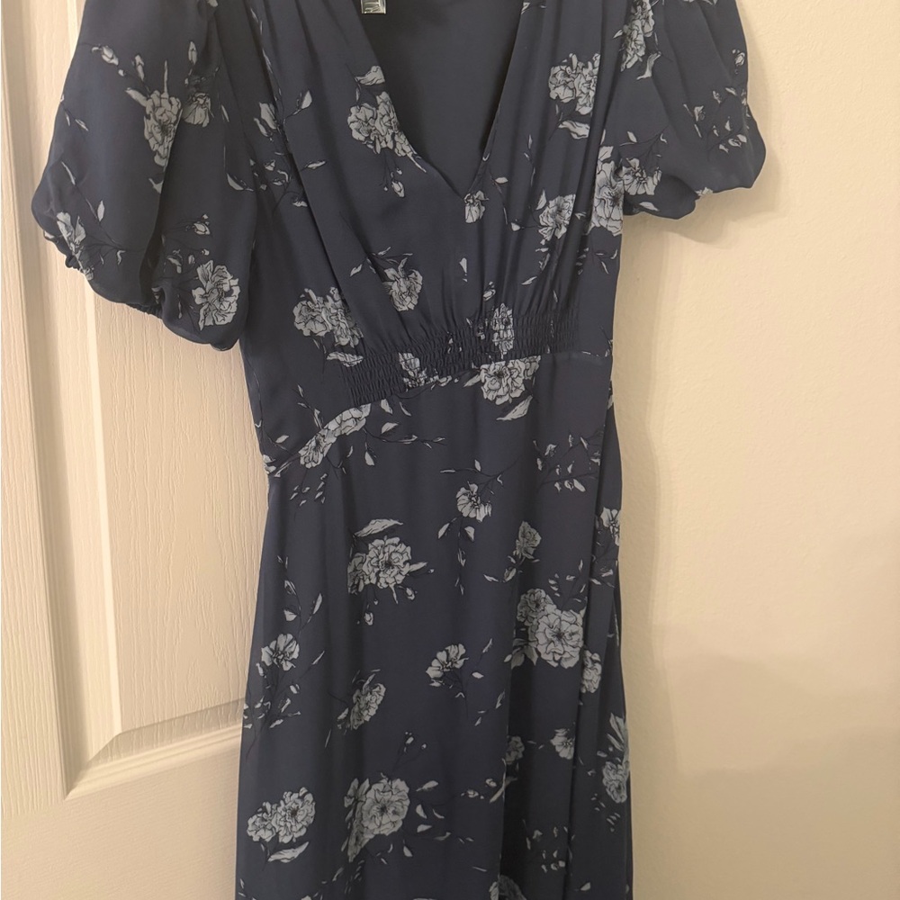 Club Monaco Navy Floral Midi Dress
